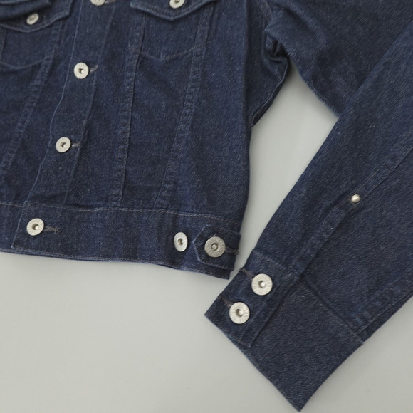 Y2K Pepe Jeans London Cropped Jacket Womens Medium Blue Metallic Thread Sparkle - Picture 12 of 14